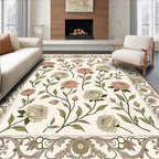 Floral Rose Vines with Ornate Border Rug
