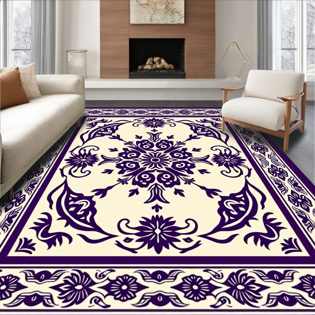 Ornate Floral Medallion Patterned Rug