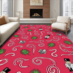 Red White Swirl Tropical Nutcracker Rug
