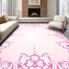 Romantic Pink Floral Swirl Design Rug