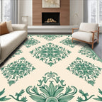 Green Floral Damask Pattern Rug