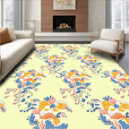 Scrolled Floral Pattern with Orchid Accents Rug