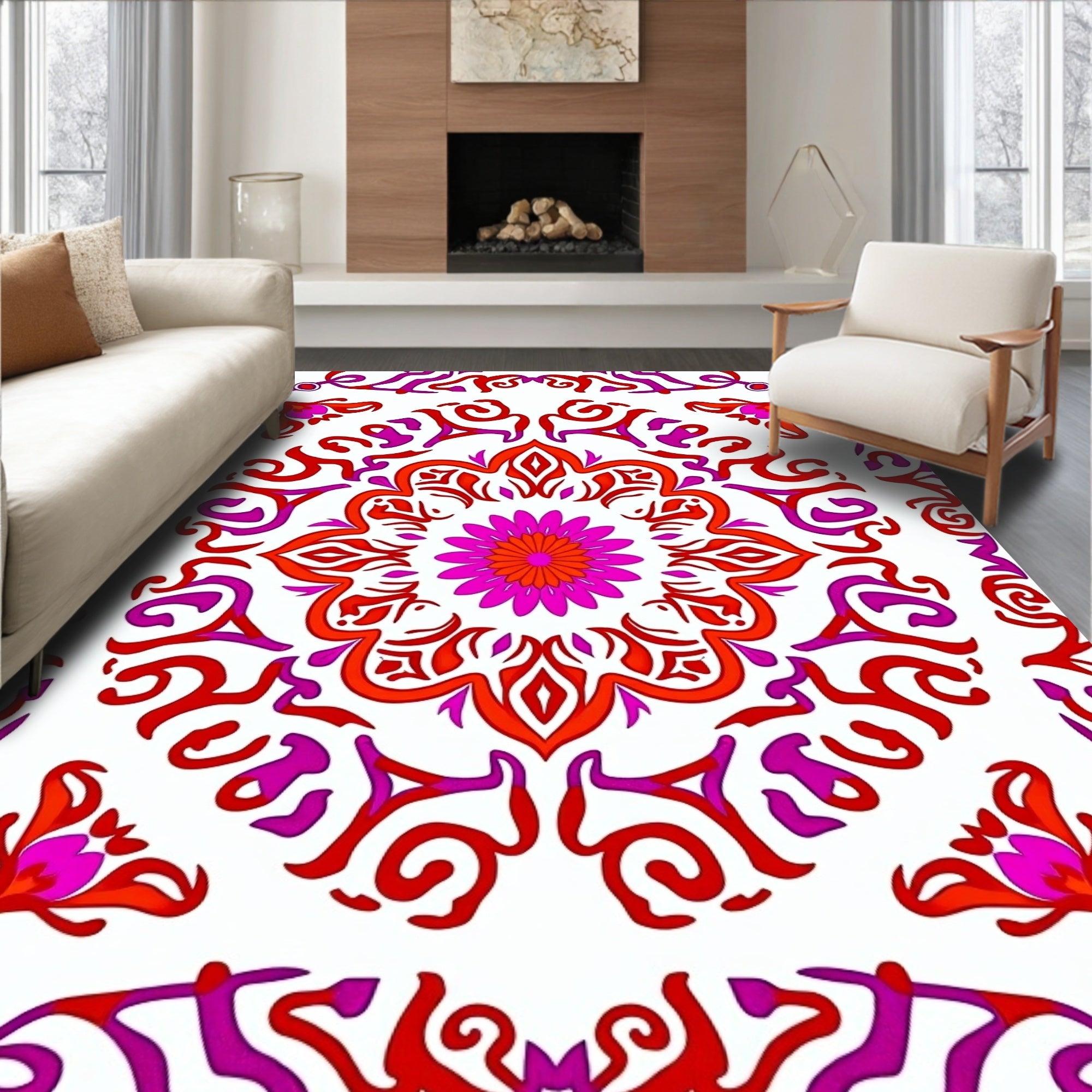 Vibrant Mandala Floral Pattern Rug