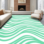 Serene Aqua Wavy Stripes Rug