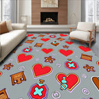 Red Heart Potion Pattern Design Rug