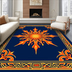 Golden Starburst Bordered Navy Rug