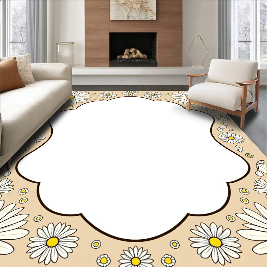 Daisy Floral Outline Design Rug