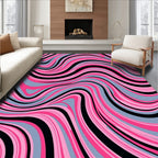 Psychedelic Swirl Pink Black Gray Rug