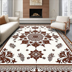 Brown Floral Mandala Inspired Design Rug