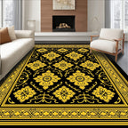 Grand Yellow Floral Intricate Border Rug