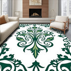 Elegant Green Floral Scrollwork Design Rug