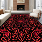 Intricate Red Floral Swirls Design Rug