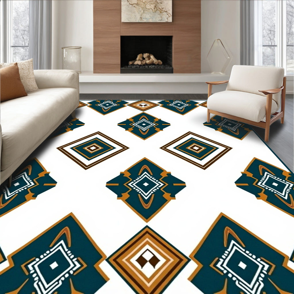 Bold Geometric Diamond Pattern Rug