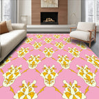 Pink Gold Floral Lattice Design Rug