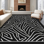 Bold Abstract Maze Line Art Rug