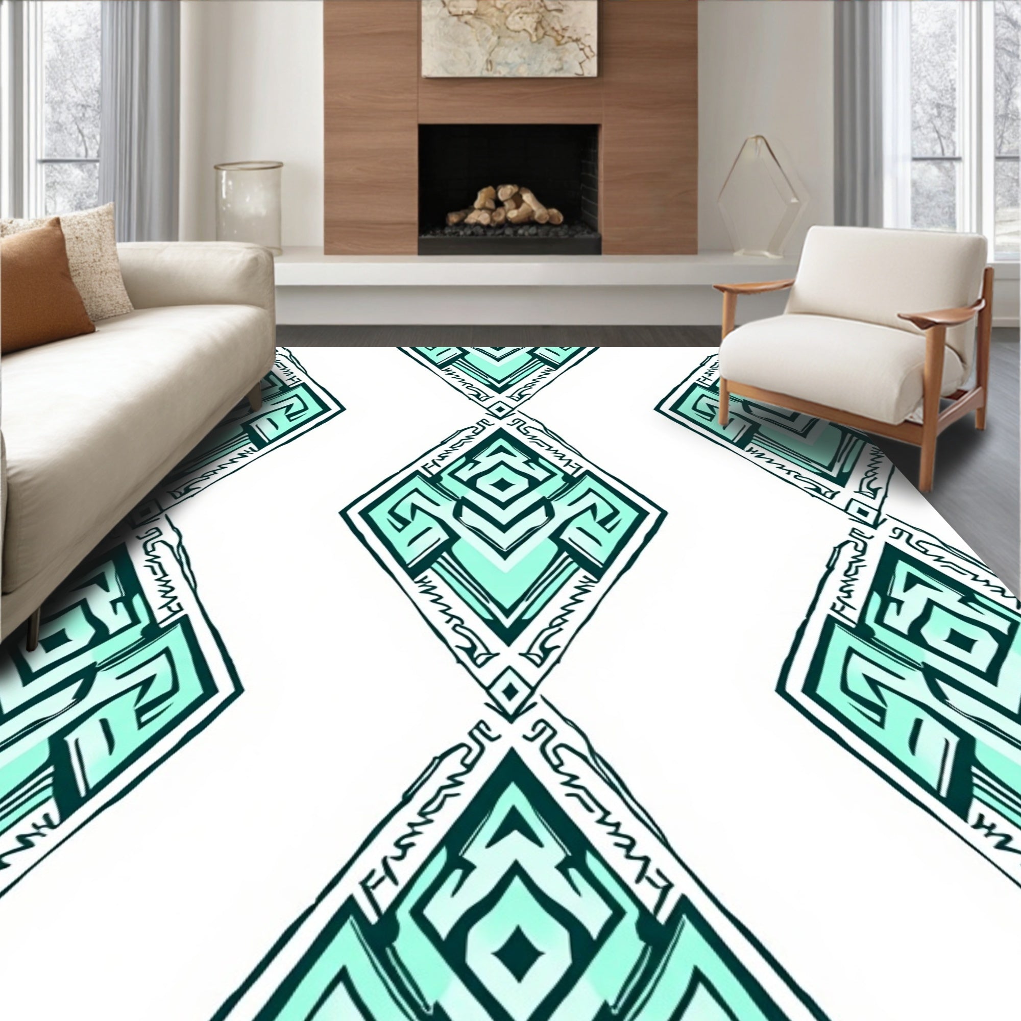 Art Deco Diamond Shapes Pattern Rug