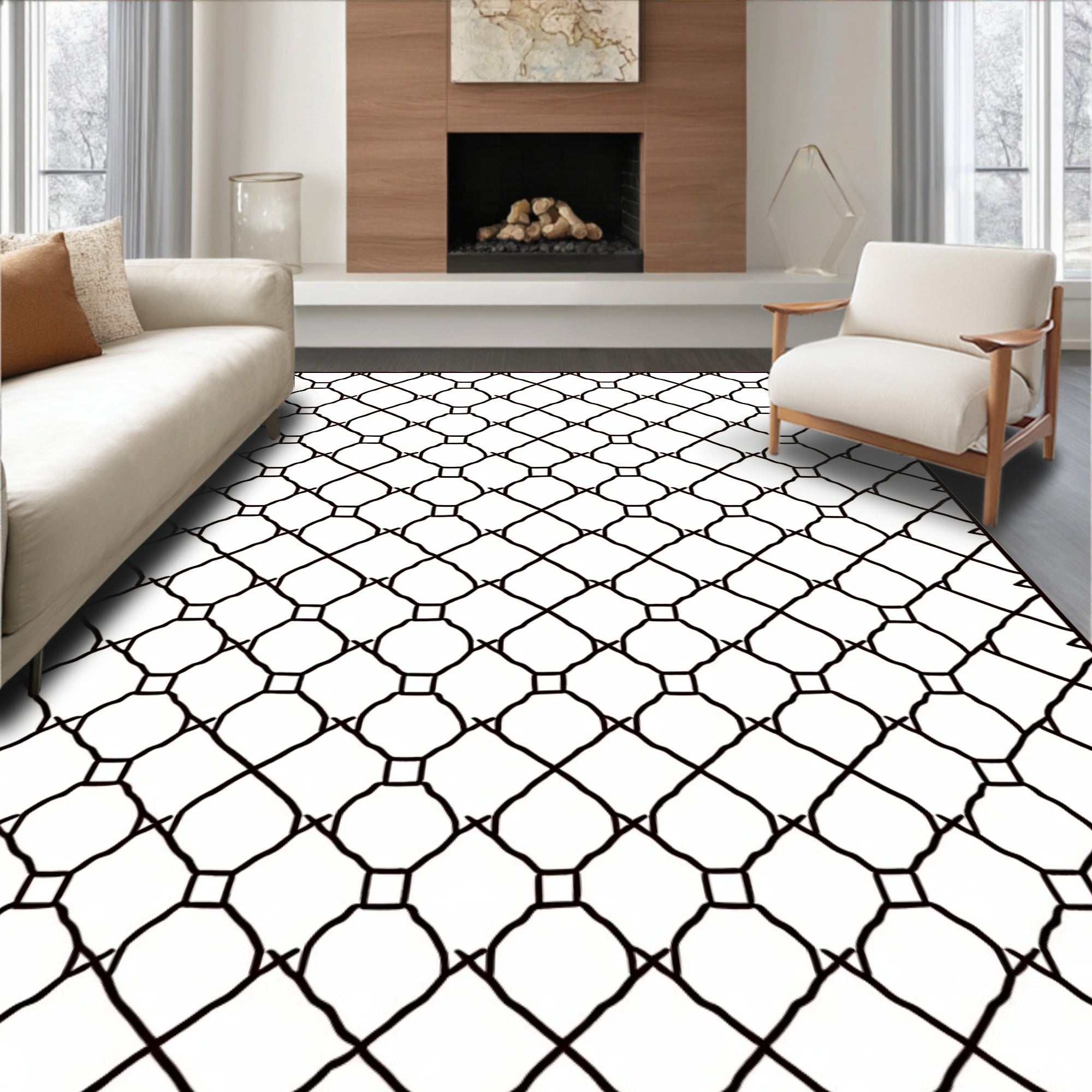 Interlocking Diamond Lattice Pattern Rug