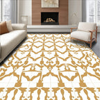 Gold White Ornate Geometric Pattern Rug