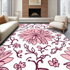 Pink Floral Vine Pattern Rug