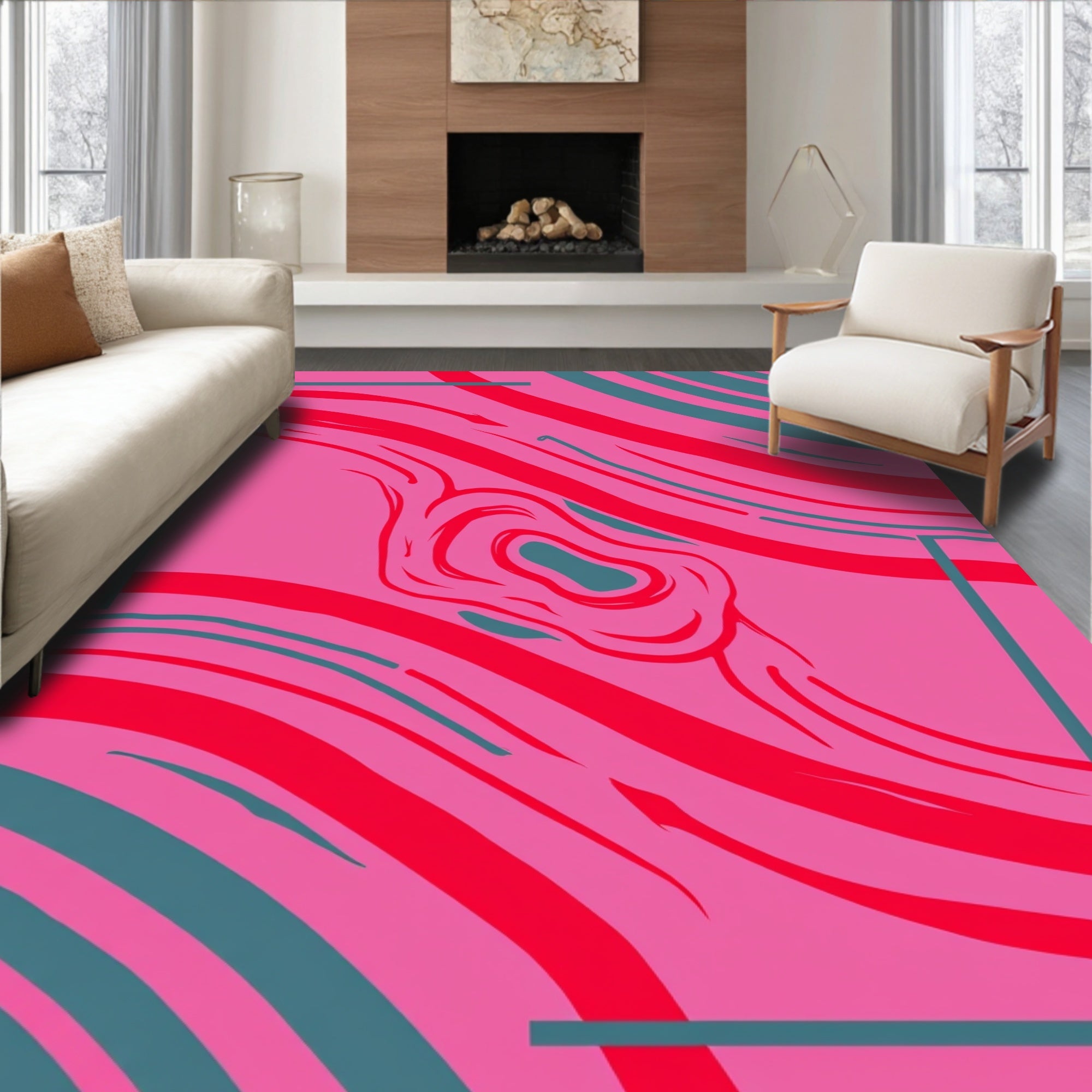 Bold Swirls Lines Abstract Rug