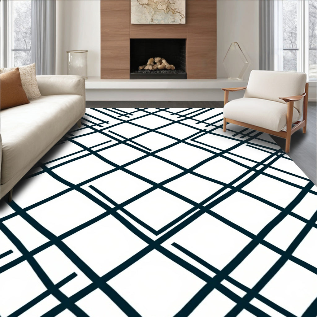 Diagonal Line Intersecting Pattern Rug
