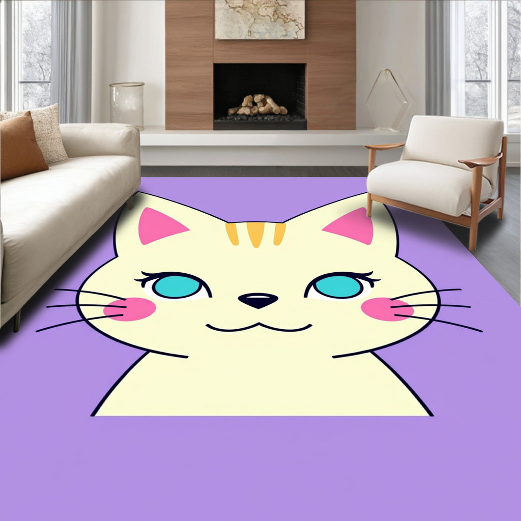 Cute Cat Face Pattern Rug