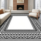 Black White Multi-Layered Tribal Rug