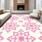 Pink Floral Starburst Pattern Rug
