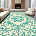 Teal Mandala Art Deco Pattern Rug