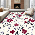 Crimson Vine Scroll Floral Pattern Rug