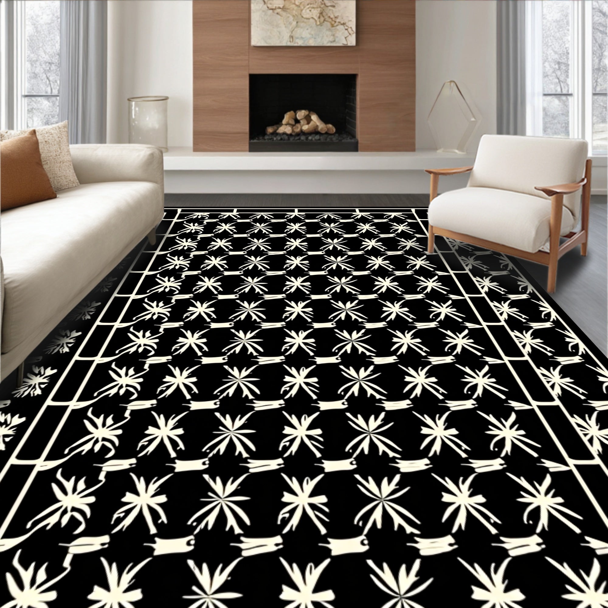 Abstract Starburst Patterned Textile Rug