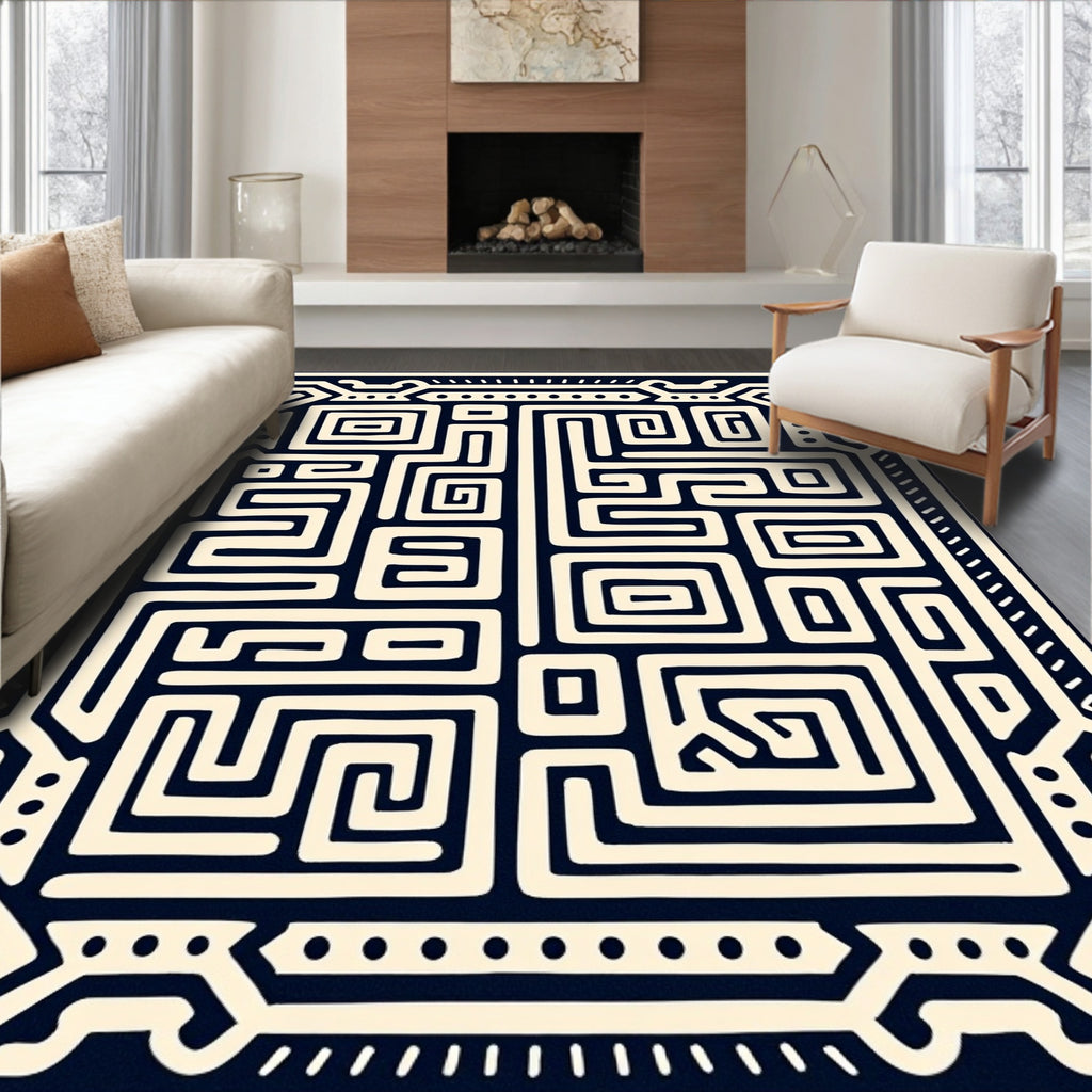 Abstract Maze Geometric Pattern Rug