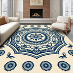 Classic Dark Blue Floral Starburst Rug