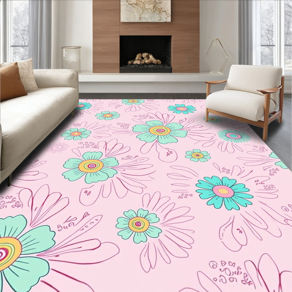 Daisy Floral Pattern Rug