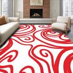 Bold Red Swirl Abstract Pattern Rug