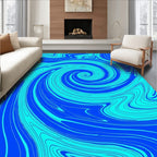 Abstract Blue Swirl Pattern Rug