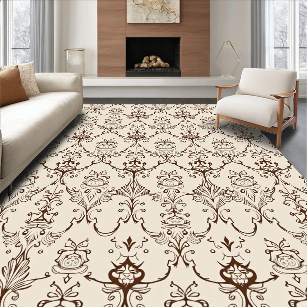 Ornate Floral Scrollwork Pattern Rug