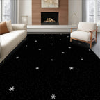 Dotted Starburst Pattern Black Rug
