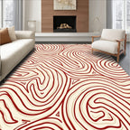 Abstract Red Contour Organic Pattern Rug