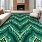 Emerald And Gold Chevron Pattern Rug