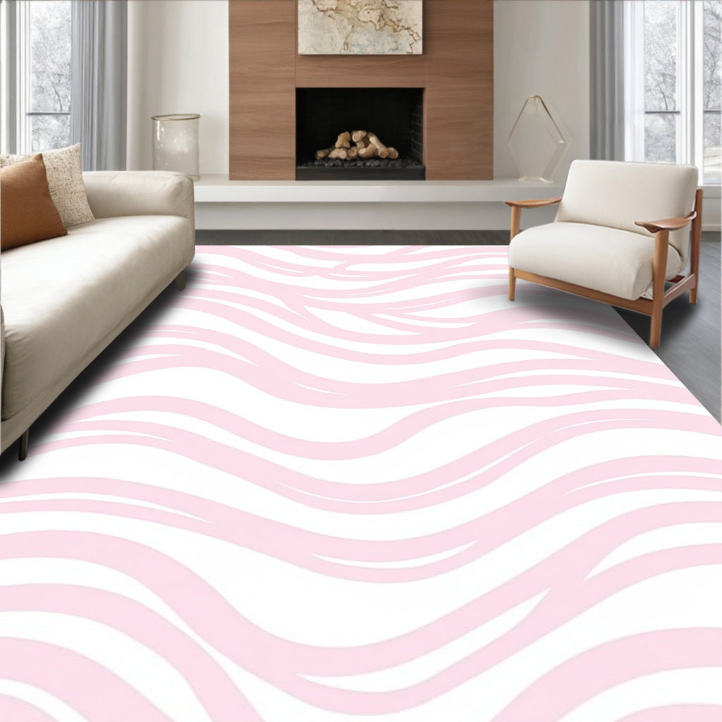 Blush Pink Abstract Waves Rug