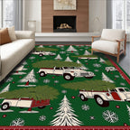 Vintage Trucks Hauling Christmas Trees Rug
