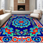 Vibrant Floral Mandalas Bordered Design Rug
