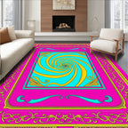 Vibrant Psychedelic Swirl Border Rug