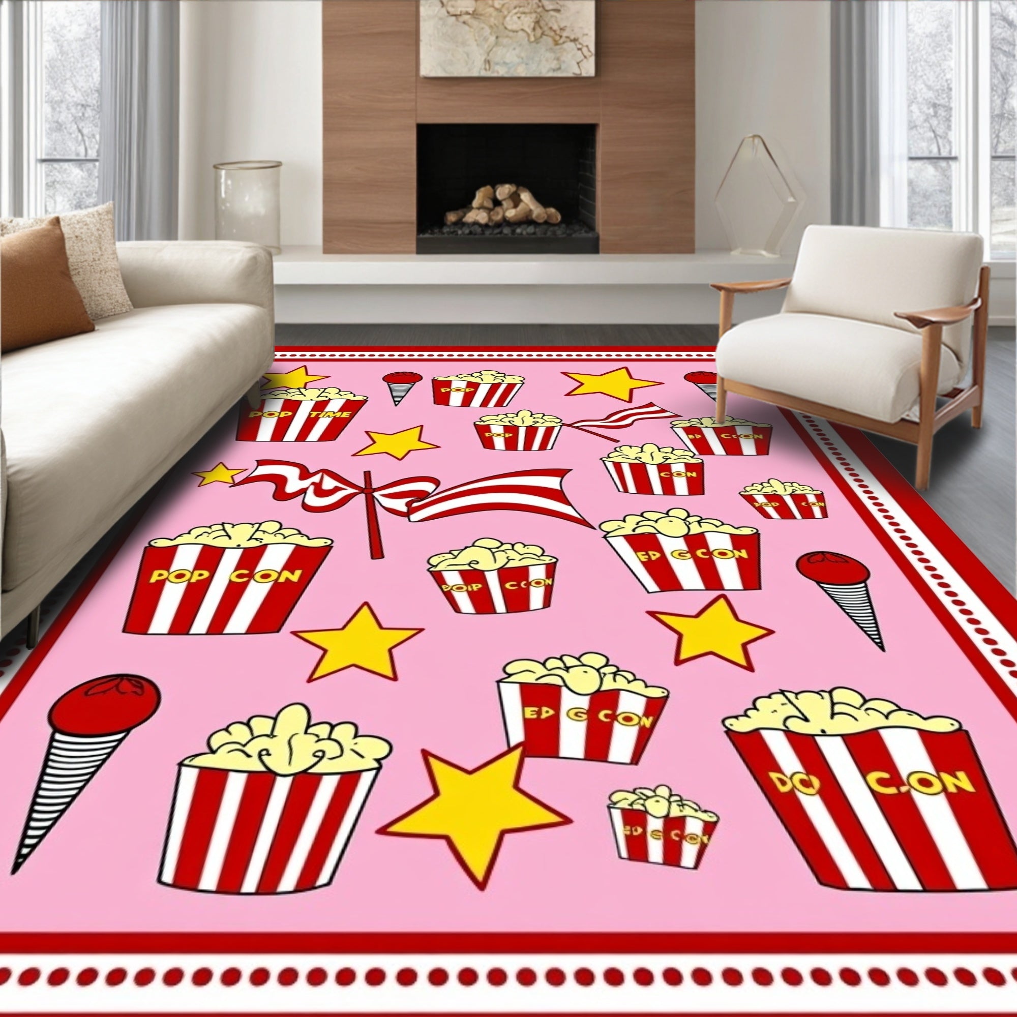 Popcorn Stars Playful Pattern Rug