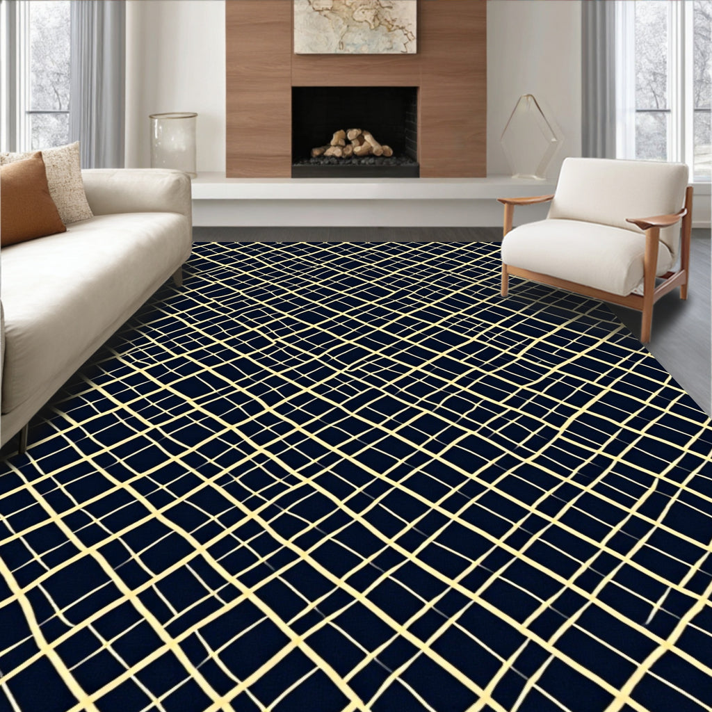 Abstract Woven Net Pattern Rug