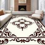 Ornate Vine Flower Central Panel Design Rug