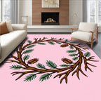 Woodland Branch Wreath with Pine Cones Rug