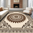 Ornate Mandala Round Border Design Rug