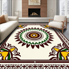 Central Mandala Corner Floral Design Rug